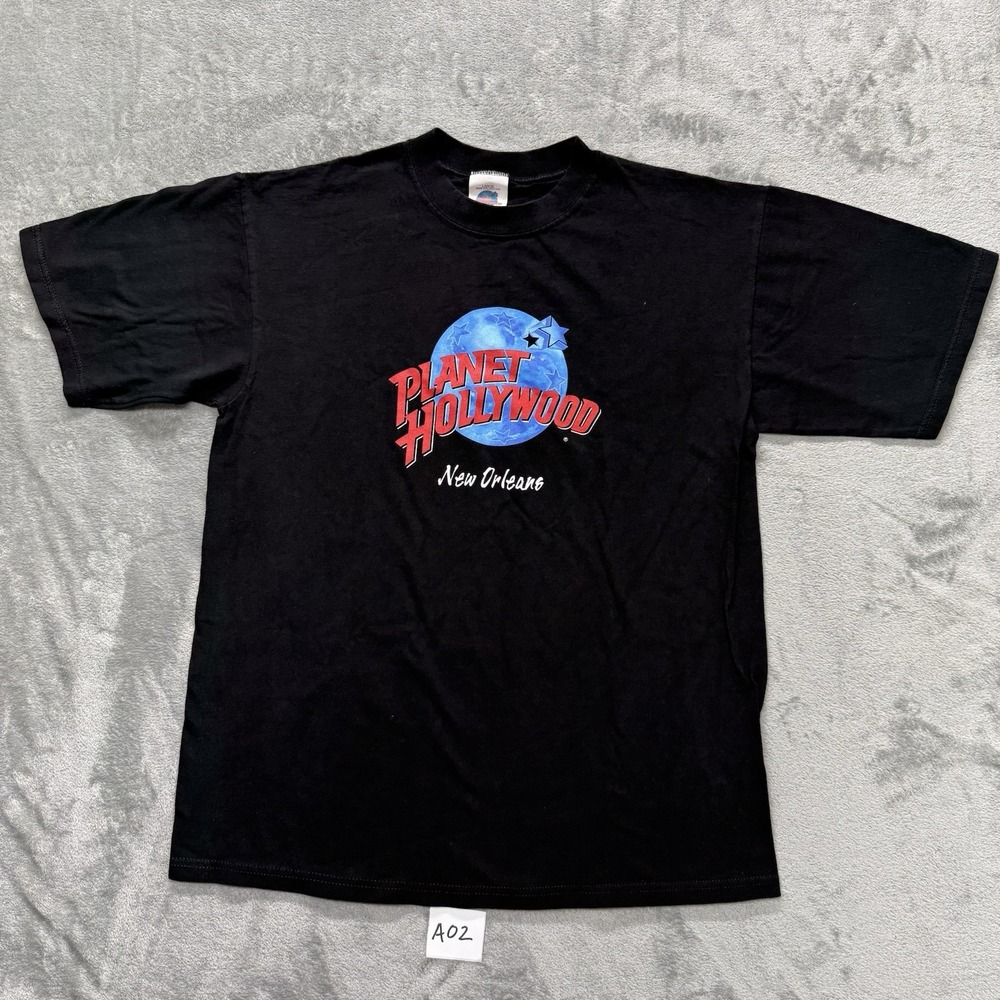 Vintage Planet Hollywood New Orleans Mens Black Short Sleeve T Shirt Size Large